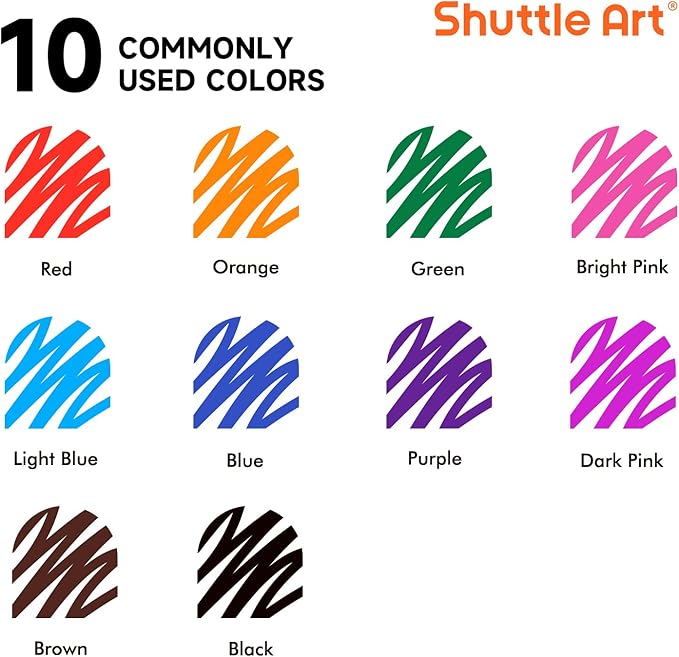 Shuttle Art Wet Erase Markers, 10 Colors 1mm Fine Tip Smudge-Free Markers - Image 3