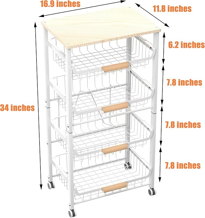 NiuYichee 5-Layer Fruit Basket Kitchen Food Storage Organizer and Storage Rack - Image 4