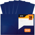 Better Office Products Heavyweight Plastic 2 Pocket Portfolio Folder, Letter Size Poly Folders 24 Pack (Blue)