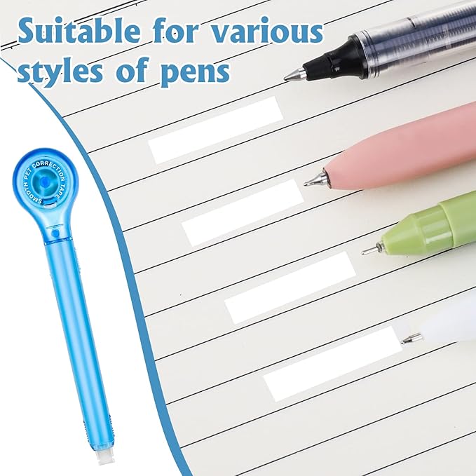 8 Pack Correction Tape Pens, 8 Color Comfortable Pen Shape Correction Pen Tape - Image 5