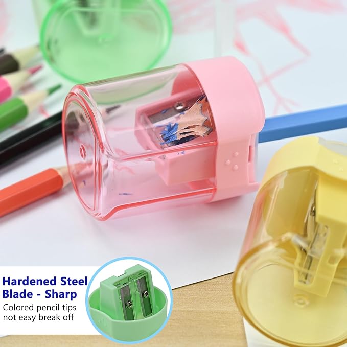 Small Pencil Sharpener for Kids, BOPART 24pcs Colored Pencil Sharpeners Manual - Image 4