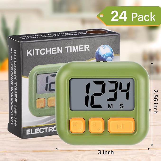 Weewooday 24 Pcs Digital Kitchen Timer Magnetic Timer Bulk On/Off Switch Minute - Image 2
