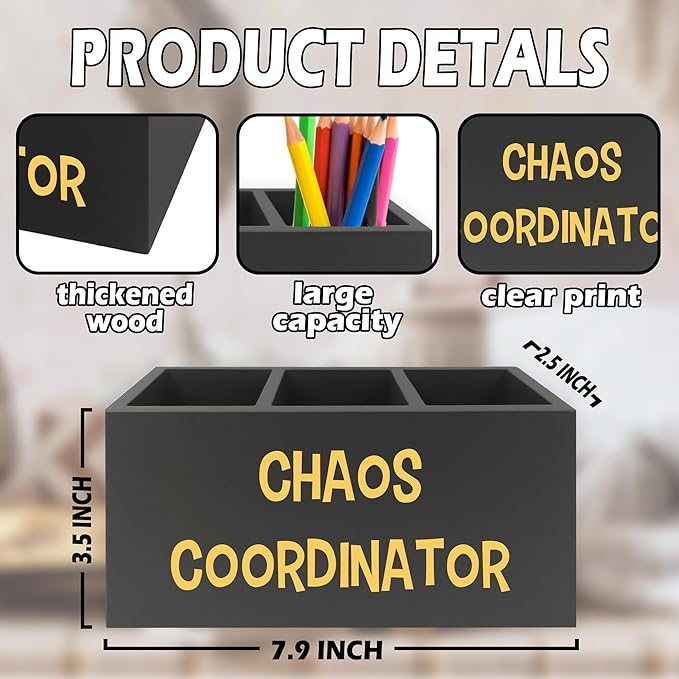 XPH Chaos Coordinator Black Yellow Pen Pencil Holder Organizer - Image 7