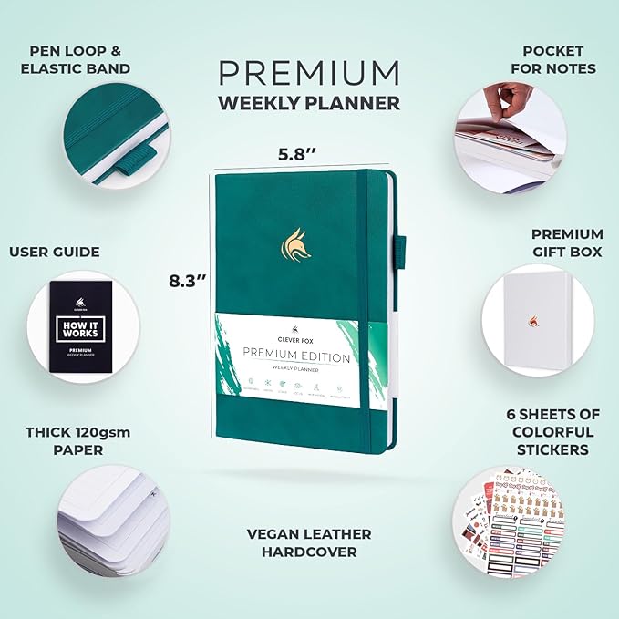 Clever Fox Planner Premium Edition – Undated Luxurious Weekly & Monthly Planner - Image 2