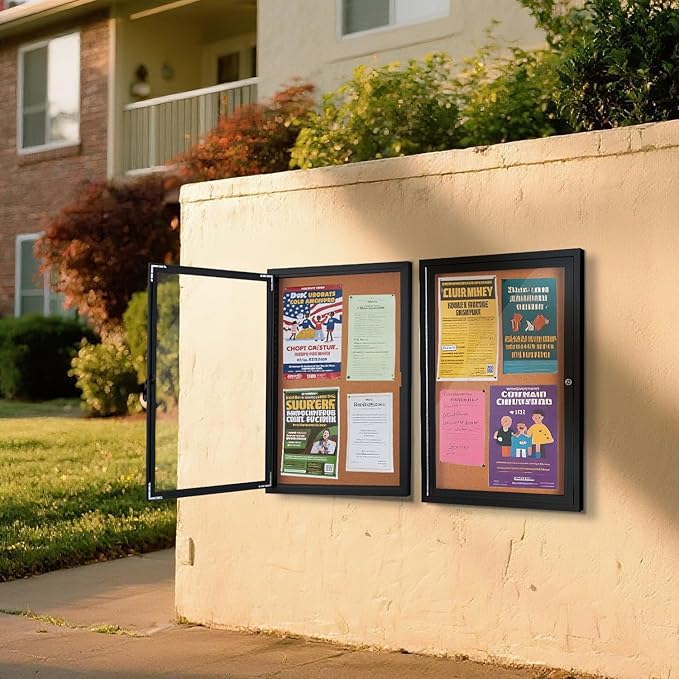 Homezelle Enclosed Cork Bulletin Board 36"x24" Outdoor Weatherproof Cork - Image 7