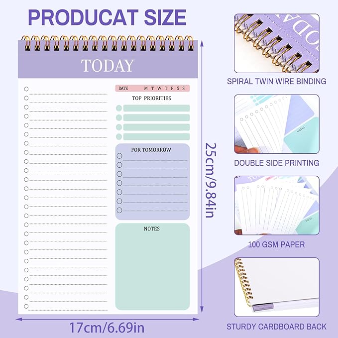 to Do List Notepad with 60 Tear Off Sheets, 6.7 x 9.8" to Do List Notebook - Image 2