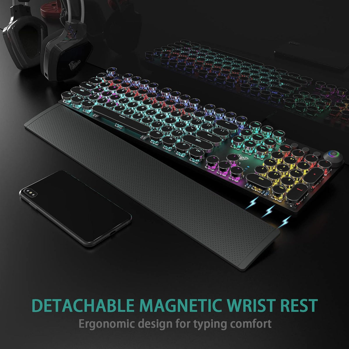 AULA F2088 Typewriter Style Mechanical Gaming Keyboard Wired, 104 Keys