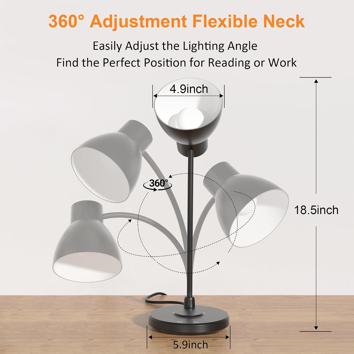 led desk lamp for home office with wireless, side view