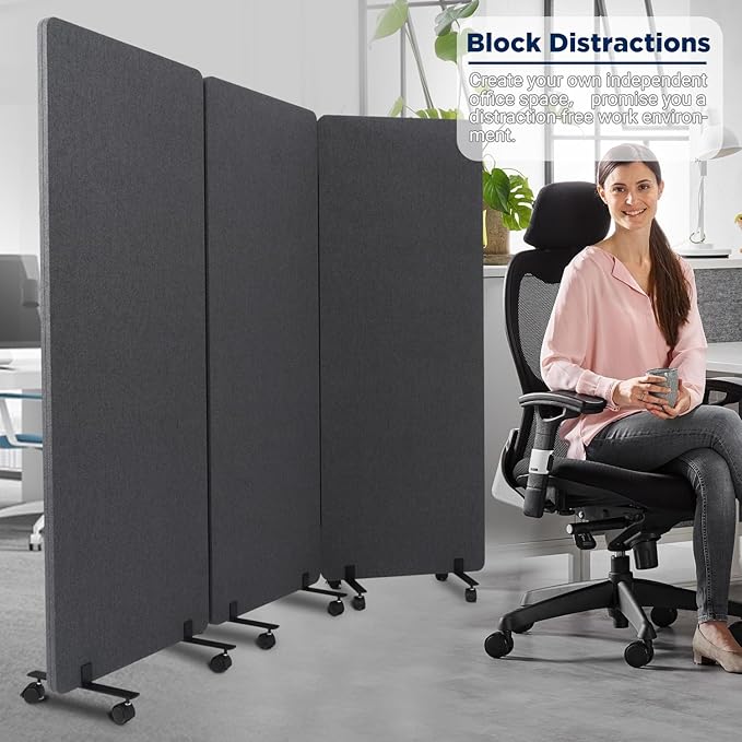 Sound Proof Dividers w/Wheels, Portable Office Wall Divider - Image 7