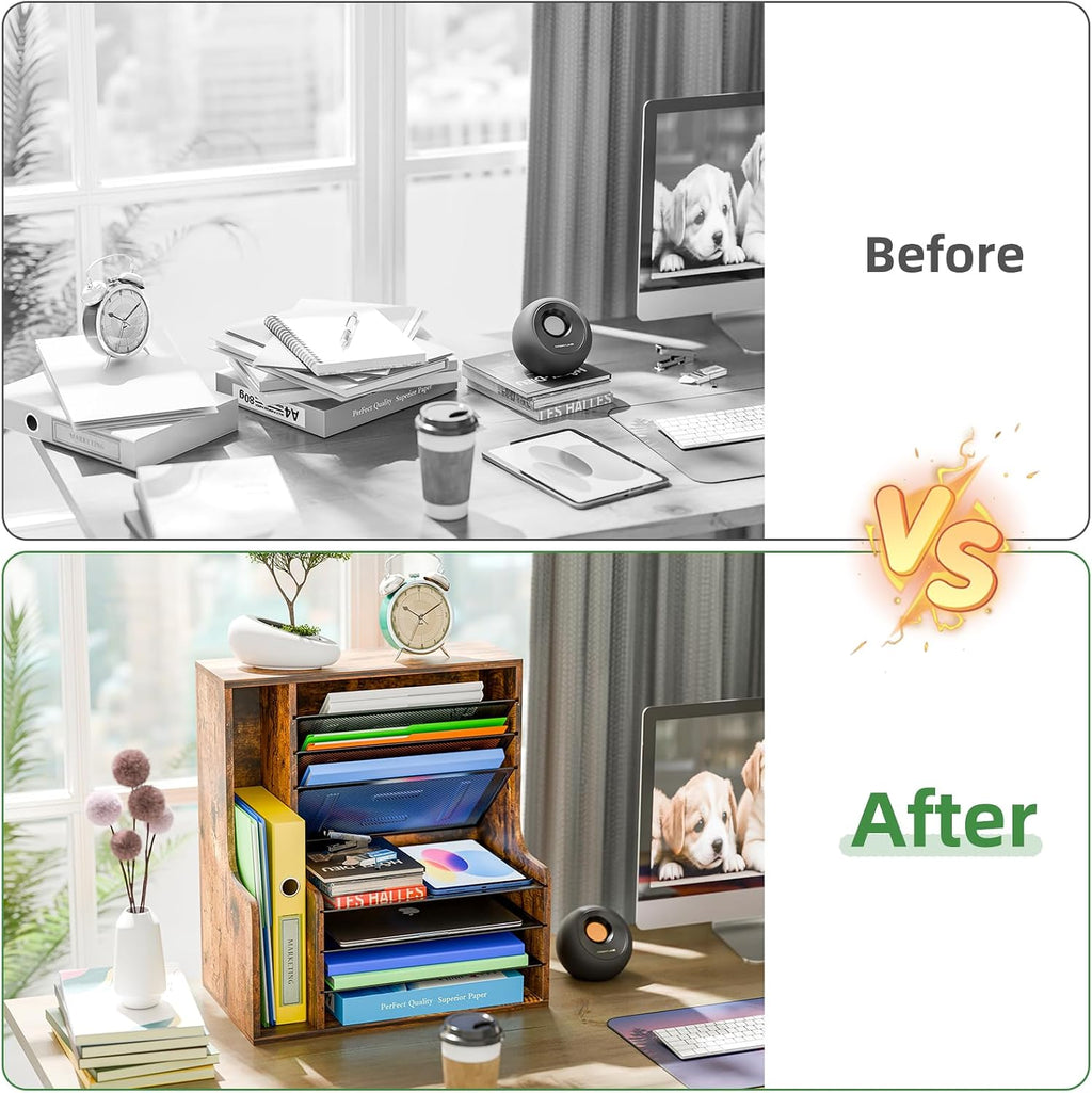 simple trending 7- tier desk file organizer, paper, package contents