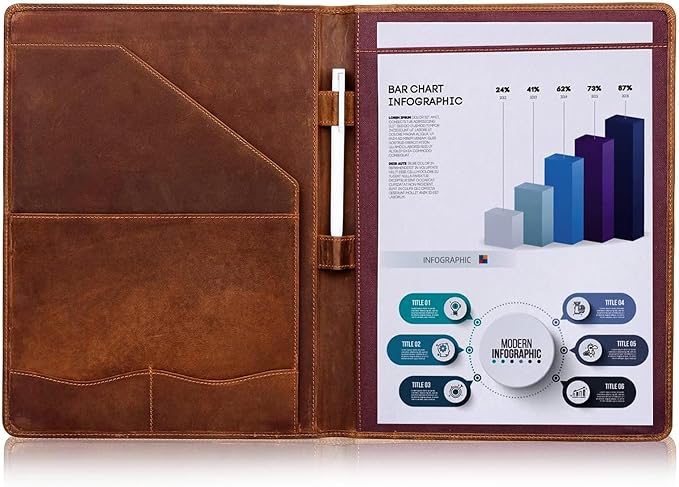 Jack&Chris Leather Portfolio, A4 Document Folder Legal Pad Padfolio, by JackChris