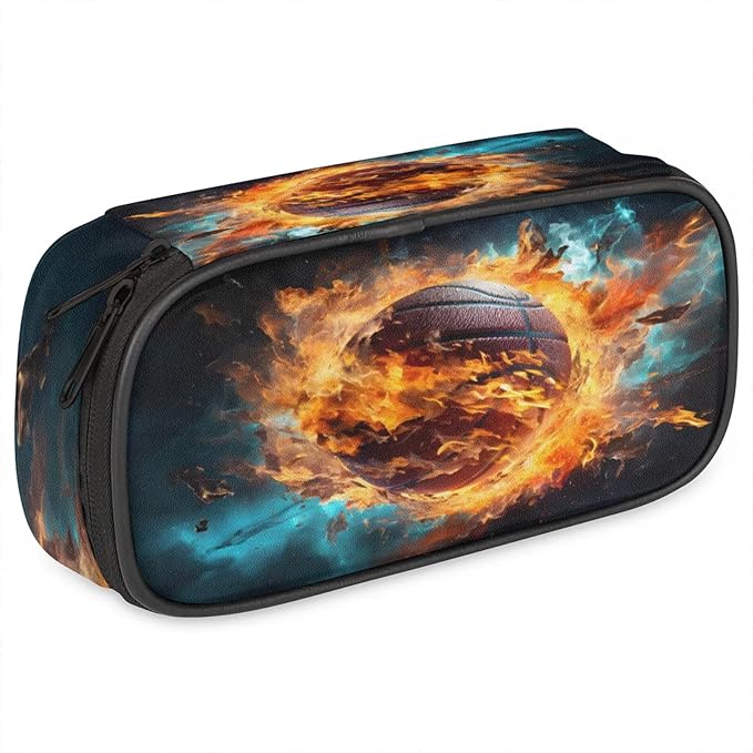 Pardick Pencil Case，Basketball Fire Big Capacity Pencil Pouch Coin Pouch by Pardick