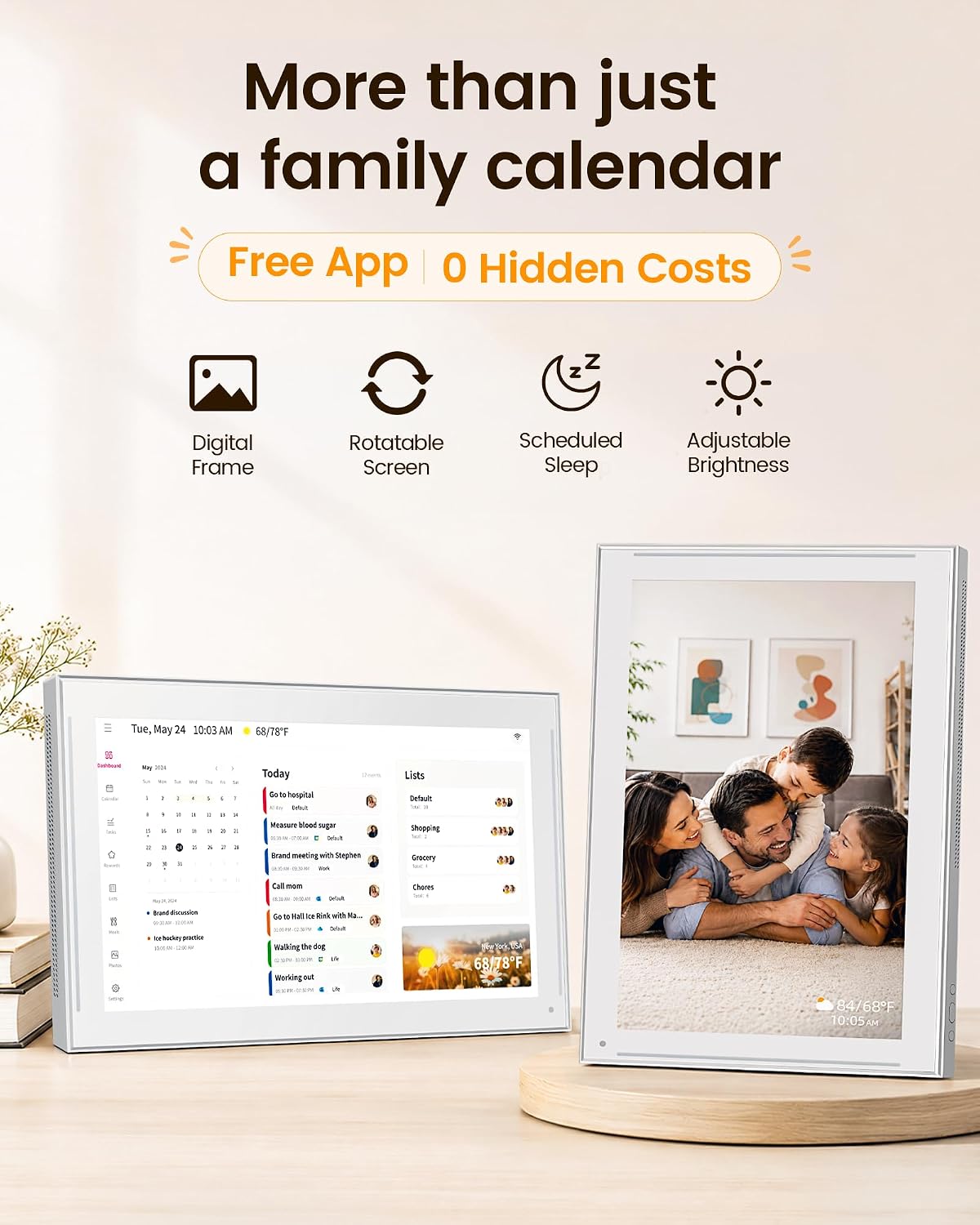 NGTeco 15.6" Digital Calendar, No-Subscription, Smart Family Wall Planne...