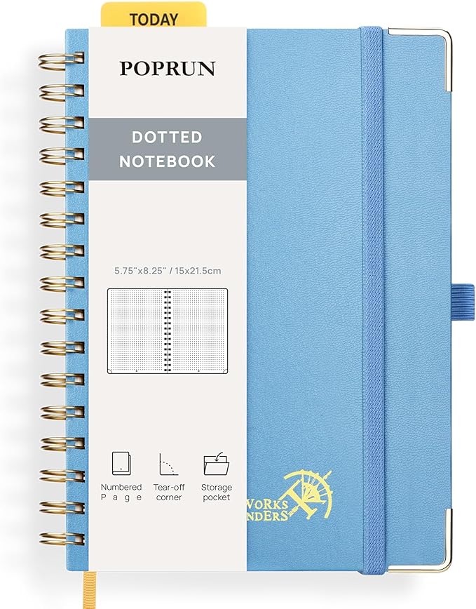 POPRUN Spiral Dotted Journal Notebook, by POPRUN