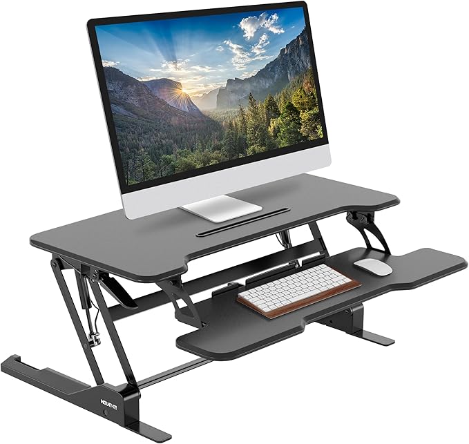 Mount-It! 38" Standing Desk Converter, Desktop Sit-Stand Desk Riser by Mount-It