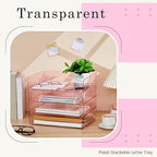 Harloon 4 Tier Acrylic Paper Tray 13 x 9.8 x 3 Inches Stackable Letter Clear - Image 5