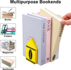 FYSUIMU 4Pcs Back to School Wood Bookends Non Skid Book Stoppers Colorful Crayon Shape Wooden Book Stands for Heavy Books Home Office School Library