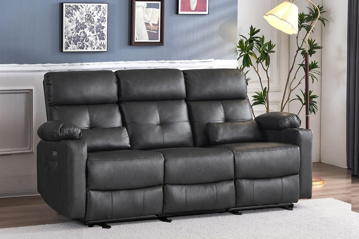 Power Reclining Sofa with Heat and Massage, Electtric Reclining Couch with Ex...