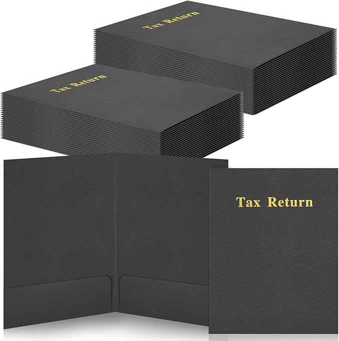 Harloon 40 Pcs Tax Return Folders 12 x 9 Inches 2 Pocket Folders Bulk Gold Foil by Muasung