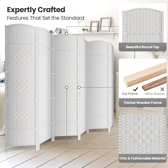 Cocosica 6 Panel Room Divider, 6Ft Folding Privacy Screen, Tall - Image 2