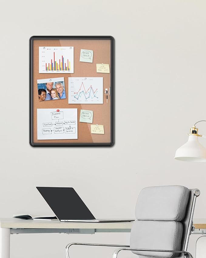 Mifuro 26"x20" Enclosed Bulletin Board, Lockable Weather-Resistant Aluminum - Image 2