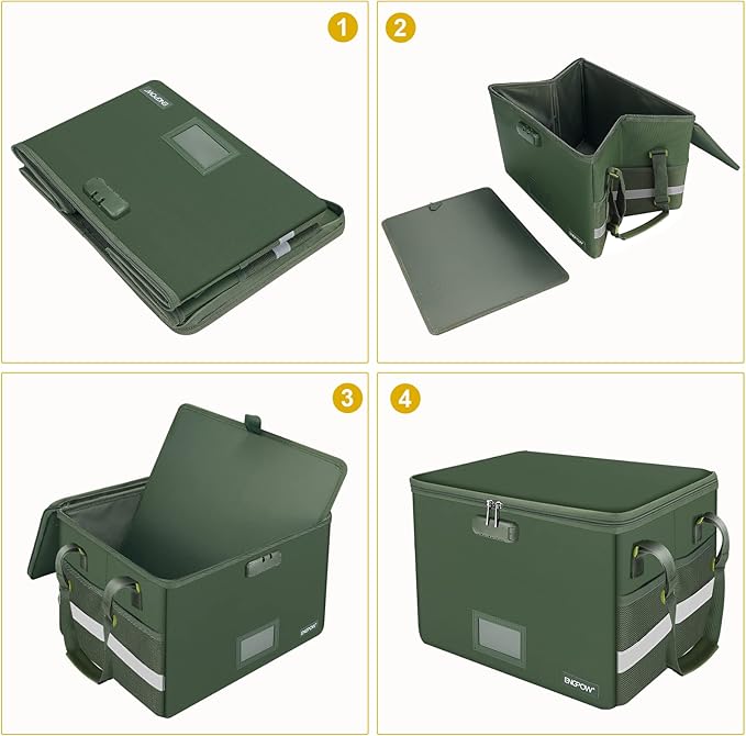 ENGPOW File Box with Lock, Fireproof Document Box with Zipper Lid, Collapsible - Image 9