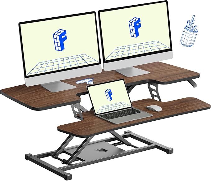 FLXISPOT 42" Standing Desk Converter Sit to Stand up Riser Height Adjustable by FlexiSpot