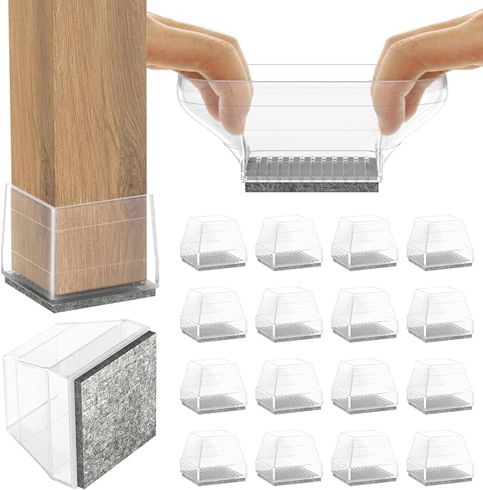 Square Chair Leg Protectors for Hardwood Floors, 1.26-1.57" by ComeHomeWithMe