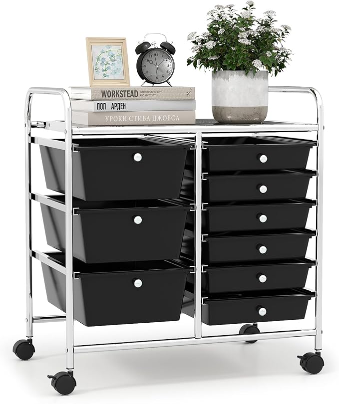 LDAILY 9 Drawer Rolling Storage Cart, Rolling Cart by LDAILY