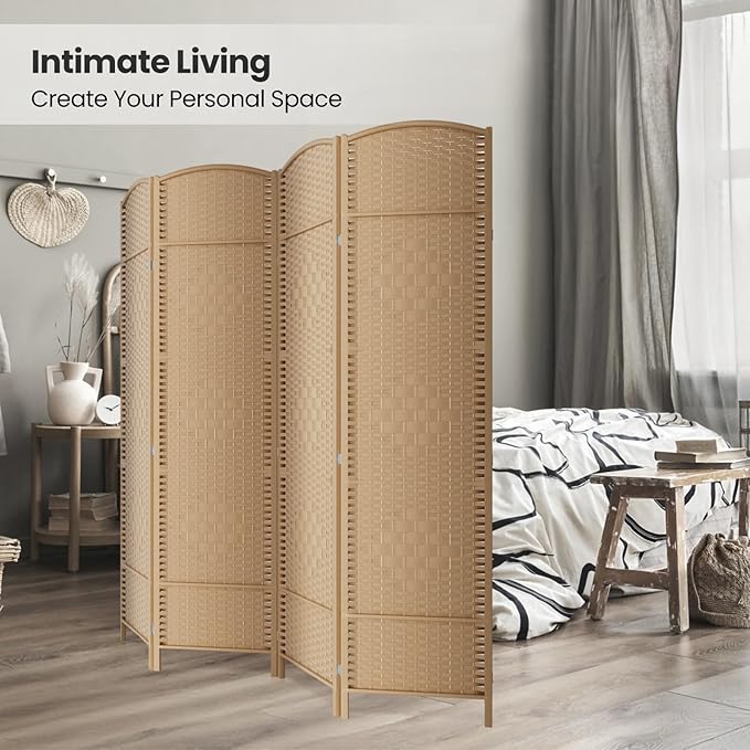 Cocosica 6 ft. Tall Room Divider and Folding Privacy Screen, Weave Fiber - Image 4