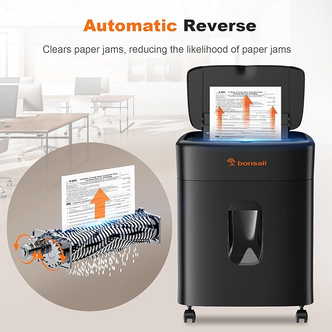 Bonsaii 100 Sheets Auto Feed Paper Shredder, Micro-Cut Heavy Duty Shredder / - Image 5