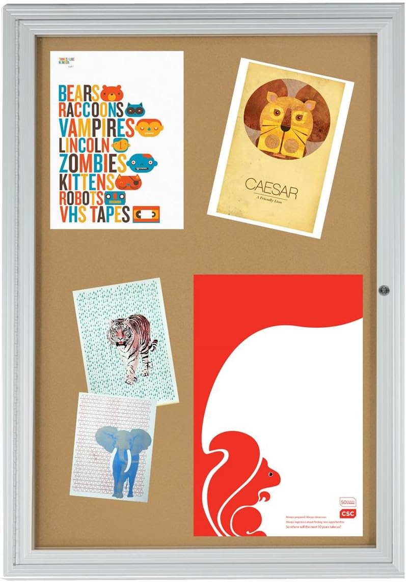 Displays2go 2x3 Foot Cork Enclosed Bulletin Board