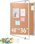 Cholemy Enclosed Bulletin Lockable Cork Case Notice Board 48 x 36 Inch by Cholemy