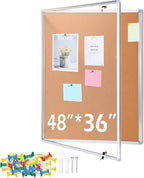 Cholemy Enclosed Bulletin Lockable Cork Case Notice Board 48 x 36 Inch by Cholemy