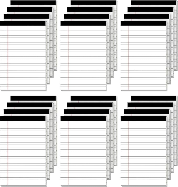 24 Pack of Legal Pad Writing Pads 5" x 8" Notepad 80gsm Recycled Paper Small by Nichela