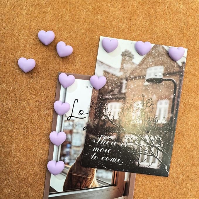 Aoxsie 28pcs Decorative Cute Push Pins Heart Purple Thumbtacks Thumb Tacks - Image 3