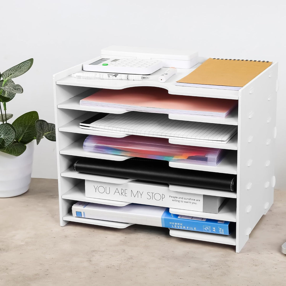 Paper Organizer Storage for Desk, 7 Tier Wide Construction File Organizer Pap...
