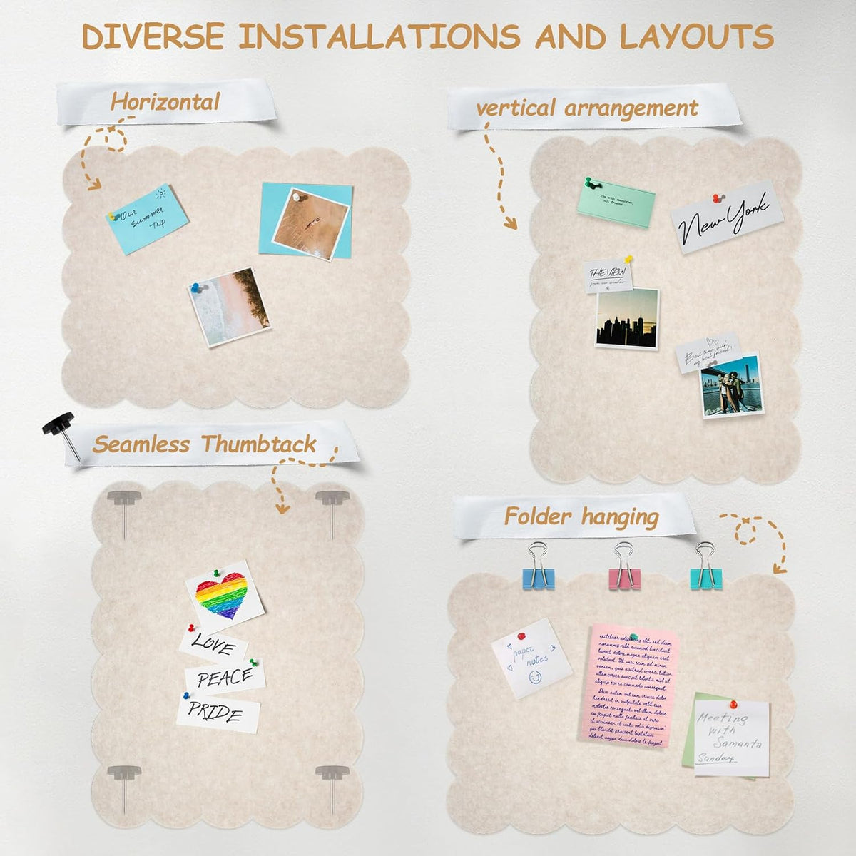 Felt Bulletin Board 36" x 24" Cork Board Alternative,Decorative Fel...