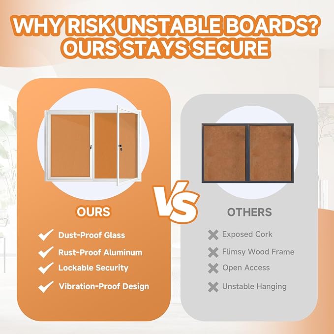 Enclosed Bulletin Board with Locking Door, Outdoor Bulletin Board Weatherproof - Image 4