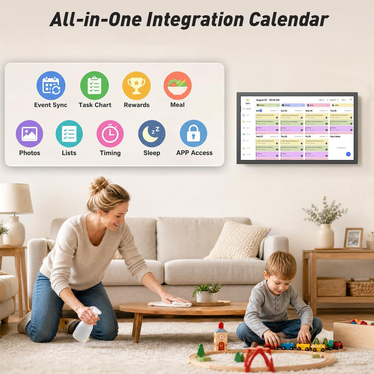 27" Digital Calendar Electronic-eCalendar WhiteBoard-Meal-Planner - Smar...