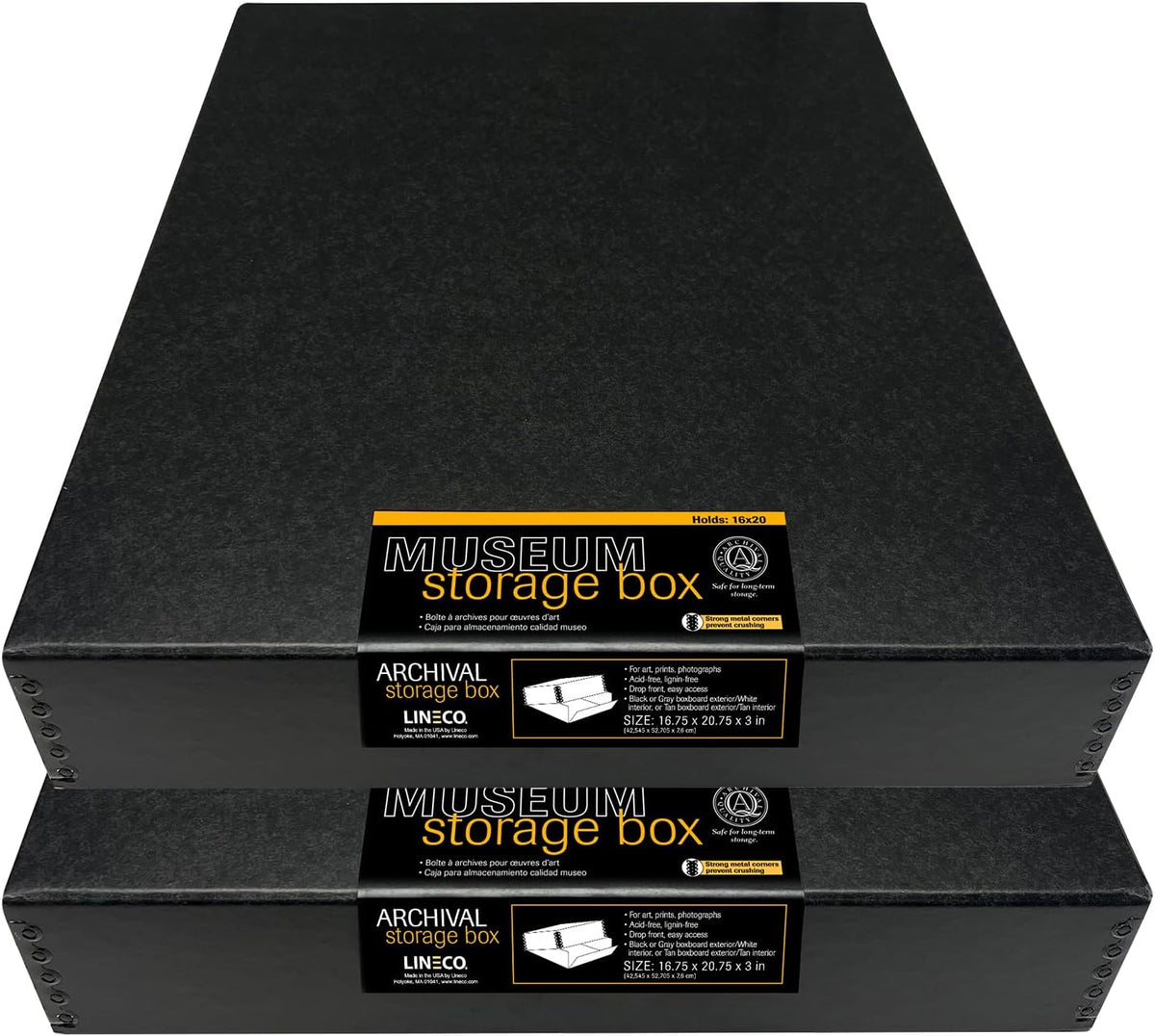 Lineco Museum Archival Storage Box, 16.75x20.75x3 in. Drop Front Design.