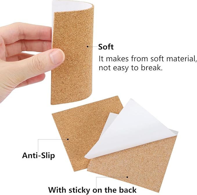 MIDELONG Self-Adhesive Cork Sheets 4"x 4" - Image 3