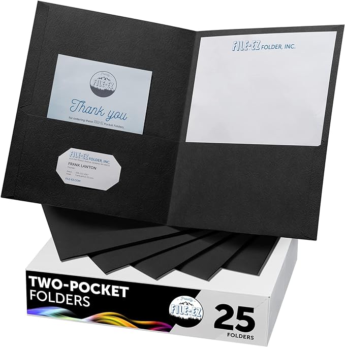 FILE-EZ Two-Pocket Folders, Textured Paper, Letter Size by FILE-EZ