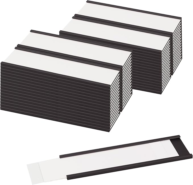 LLPT Magnetic Label Holder 4" x 1.2" 50 Packs C Channel 300g White Paper Cards by LLPT-AllAboutAdhesiveTapes