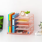 Marbrasse Desk Organizer with File Holder, 5-Tier Paper Letter Tray, Mesh Desk - Image 2
