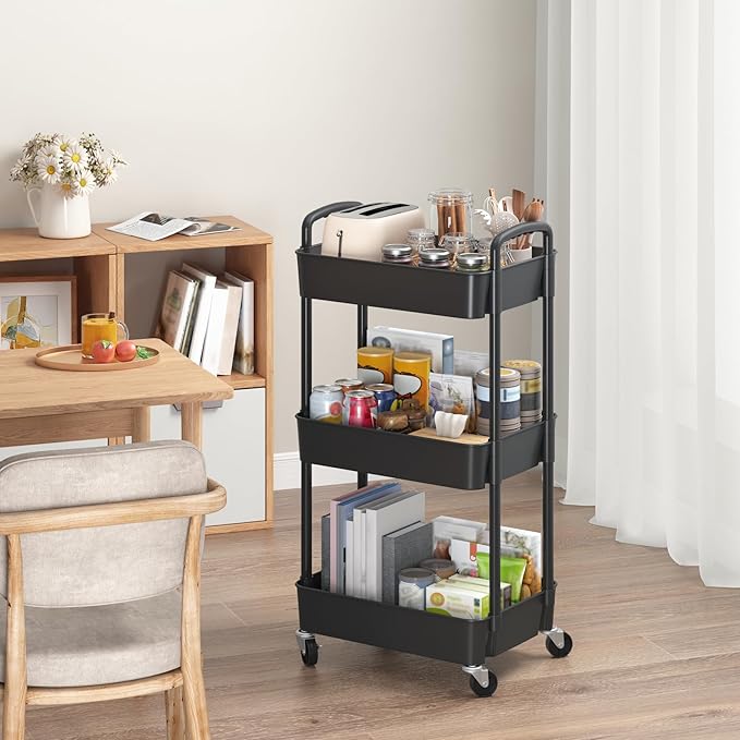 Sywhitta 3-Tier Plastic Rolling Utility Cart - Image 4