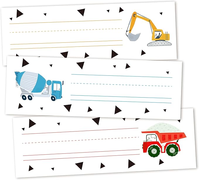 30 Name Tags for Classroom Cubbies, 3x9 in Constructions Name Plates for Desks by OXRUN