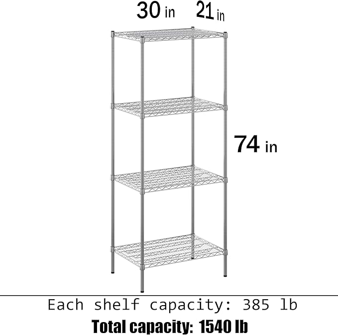 Regal Altair 21" Deep x 30" Wide x 74" Height Wire Shelving Kit | 4-Tier | NSF - Image 3