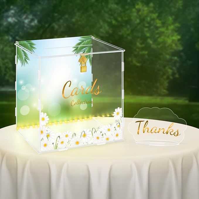 DIWNELEM Wedding Card Box with Lock&Light Large Letter Envelope Box Wedding by DIWNELEM