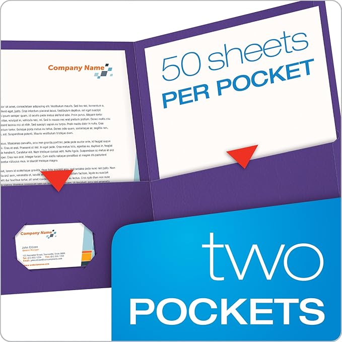 Oxford Twin-Pocket Folders, Textured Paper, Letter Size, Holds 100 Sheets - Image 2